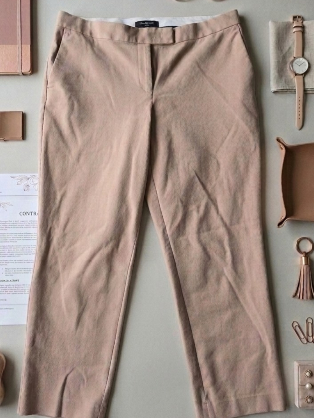 Ann Taylor Cropped Straight-Leg Pants in Light Taupe